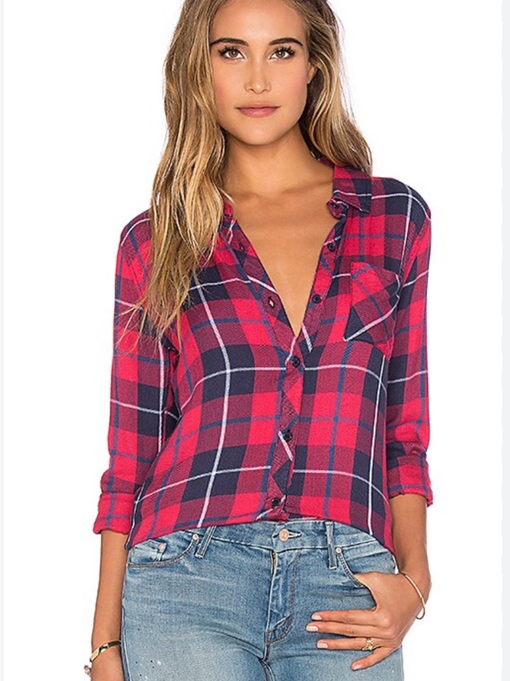 Rails Pink and Blue Plaid Button-Down Shirt